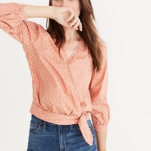 Madewell Wrap Top in Star Scatter Coral